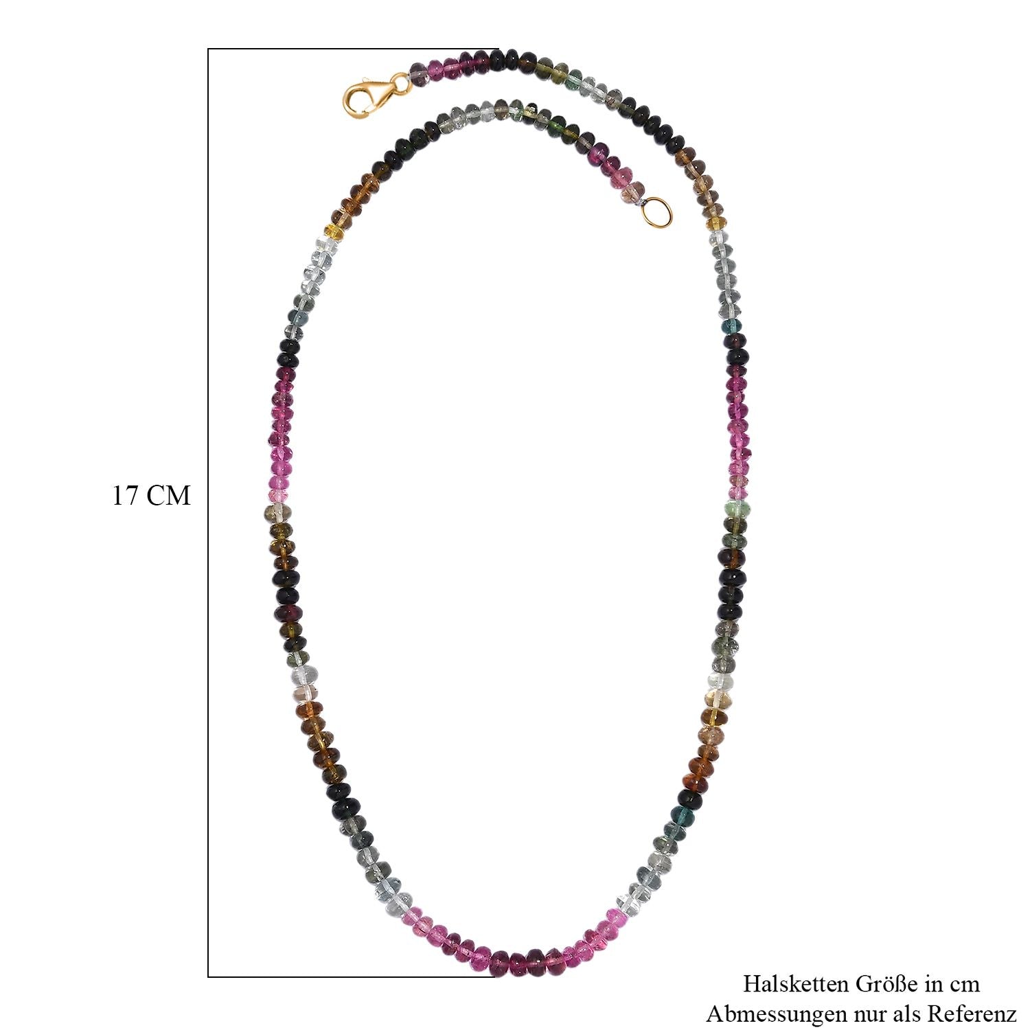 AAA Mehrfarbige-Turmalin Halskette ca. 45 cm 585 Gold ca. 75.00 ct