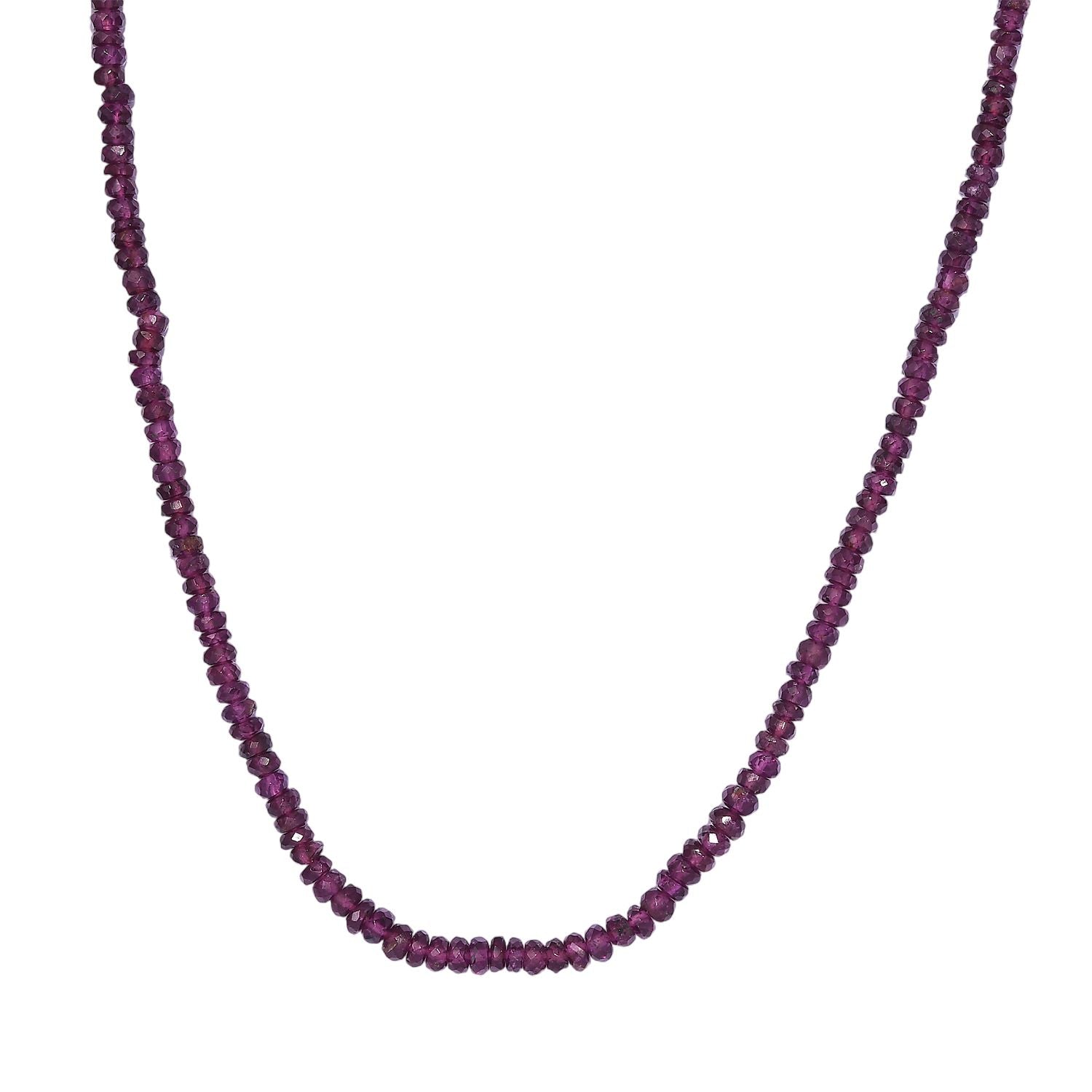 Lila Granat Halskette ca. 50 cm 925 Silber rhodiniert ca. 78.00 ct