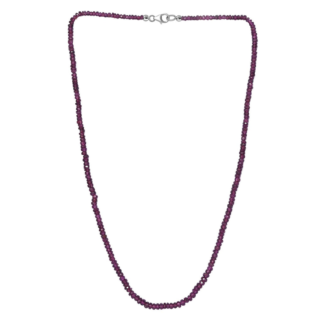 Lila Granat Halskette ca. 50 cm 925 Silber rhodiniert ca. 78.00 ct