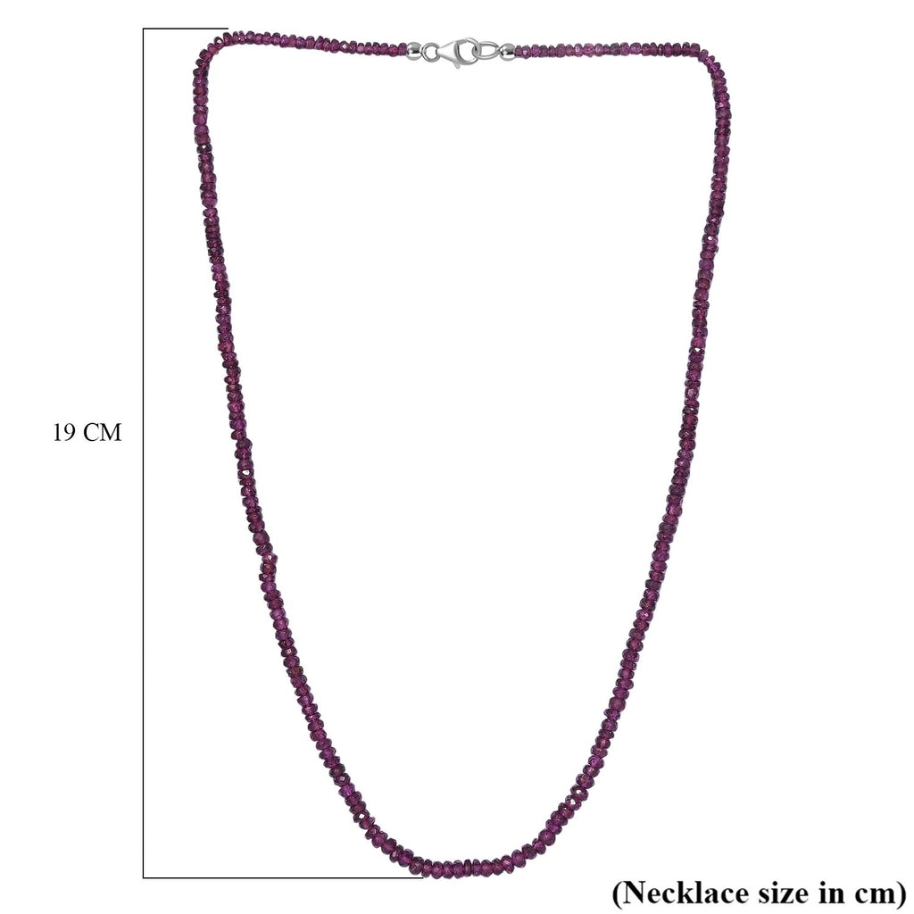 Lila Granat Halskette ca. 50 cm 925 Silber rhodiniert ca. 78.00 ct