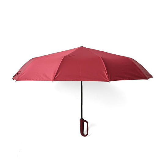 Sturmfester Regenschirm, C-Griff, Automatik, UV-Schutz UPF 30 (blockt 96,7 % UV-Strahlen), antikorrosiv, 10K-Glasfaserrahmen, Utility-Griff, leicht (440 g), mit Aufbewahrungstasche, 23 Zoll, Rot