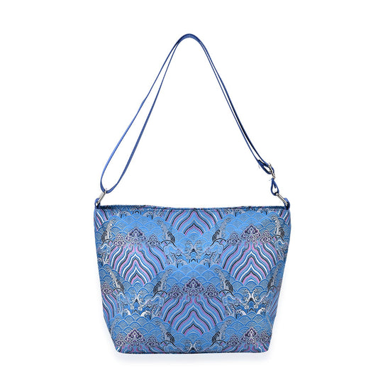 Jacquard-Tasche aus Poly-Satin mit Futter und Reißverschluss, Innentasche, gold