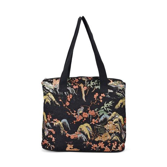 Vielseitige Tragetasche mit Blumen-Muster, Weiches Polyester, praktische Fächer und  sichere Reißverschlussöffnung, 38x13x33?cm