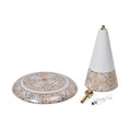 Kabellose Tischlampe mit Touch-Steuerung, Magnetdesign und Orientalisches Muster, 23x31cm, Weiß