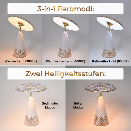 Kabellose Tischlampe mit Touch-Steuerung, Magnetdesign, Melamin, Orientalisches Muster, 23x31?cm, Schwarz