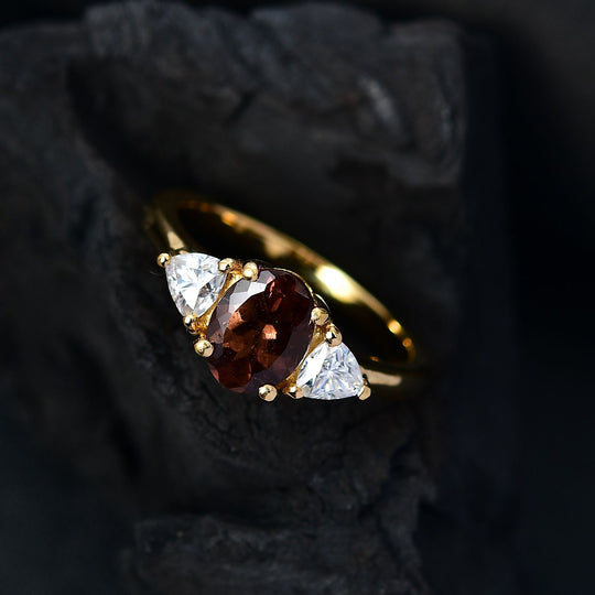AA Natürlicher Bekily Farbwechsel Granat, Moissanit Ring 925 Silber 750 Gelbgold Vermeil (Größe 21.00) ca. 1.98 ct