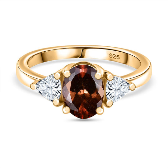 AA Natürlicher Bekily Farbwechsel Granat, Moissanit Ring 925 Silber 750 Gelbgold Vermeil (Größe 21.00) ca. 1.98 ct