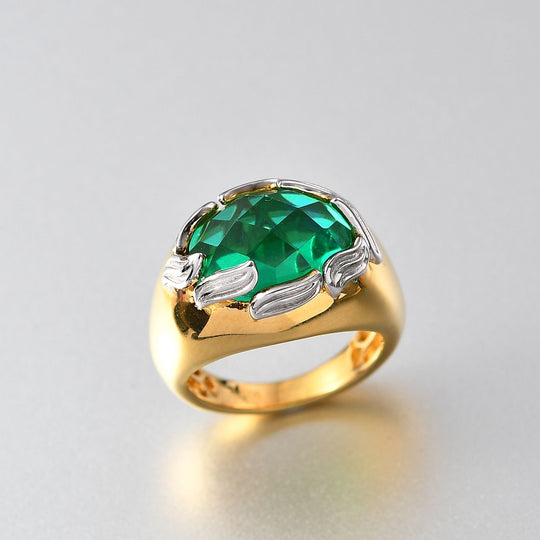 Pfau Quarz Triplette Ring 925 Silber Rhodiniert und 750 Gelbgold Vermeil (Größe 17.00) ca. 6,68 ct