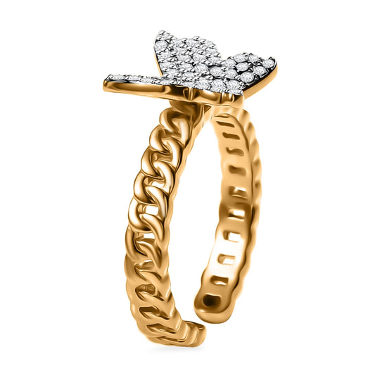 GP Trionfo Kollektion Weißer Diamant Ring 925 Silber 750 Gelbgold Vermeil (Größe 19.00) ca. 0.33 ct