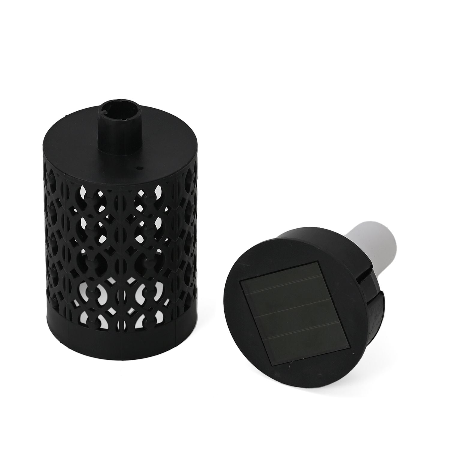 4er Set - Solar LED Gartenlichter, Flackerflamme, Kunststoff, 5.5x36?cm, Schwarz