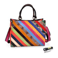 Chaos by Elsie Echteder Crossbody Tasche mit RFID und Mini-Blitzlampe, Multicolor Geprägtes Krokodil-Muster in Glänzenden Streifen, 34x15x26,5cm