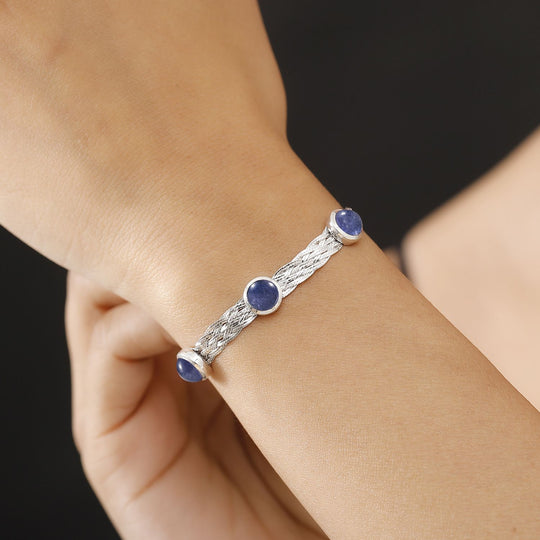 AA Tansanit Armband ca. 19 cm 925 Silber rhodiniert ca. 8.15 ct