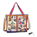 Chaos by Elsie Echtleder Crossbody Tasche mit RFID, Weiß mit Blumen, 2 Außentaschen, 1 Innen-Reißverschlusstasche, Mini-Flashlight
