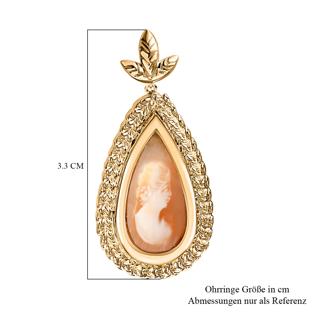 Italienische Kamee Conch-Muschel Ohrringe Messing