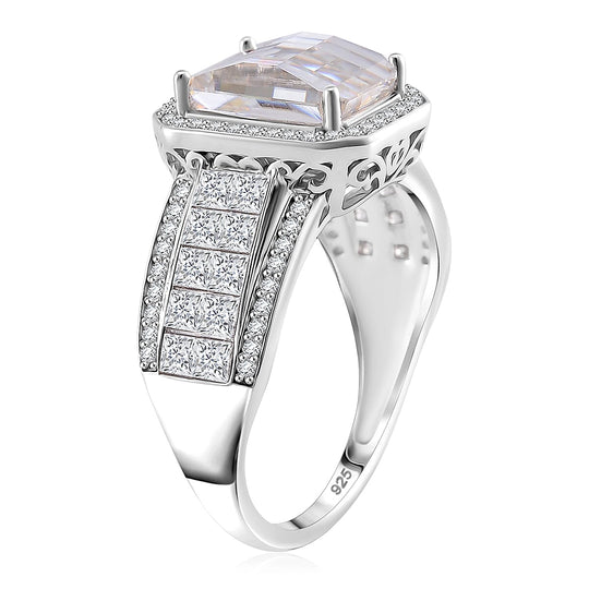 Moissanit Ring 925 Silber rhodiniert (Größe 17.00) ca. 4.85 ct