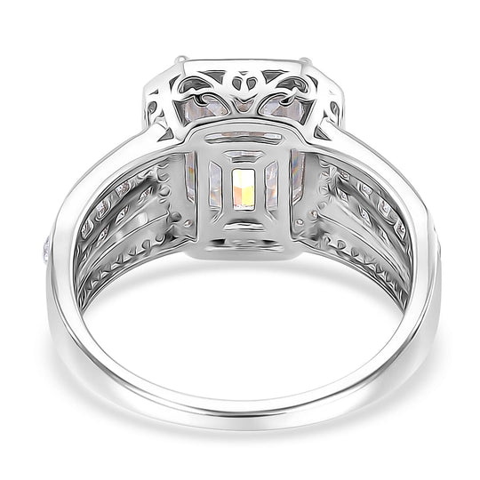 Moissanit Ring 925 Silber rhodiniert (Größe 17.00) ca. 4.85 ct