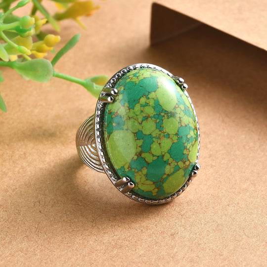 Grünes Türkis Ring Edelstahl ca. 22,58 ct