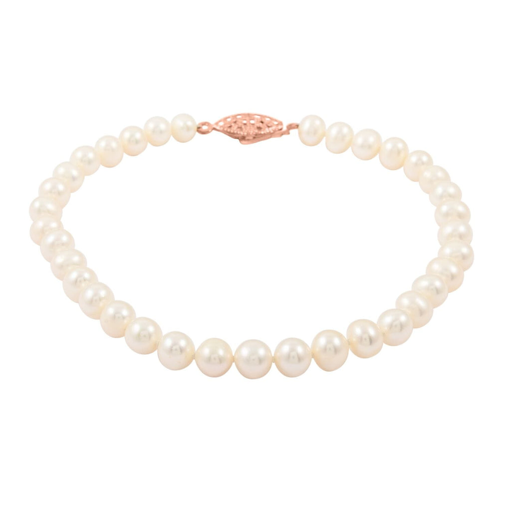 Süßwasser Perle (4.5 mm) Armband ca. 18 cm Nickelfreies Messing rosévergoldet