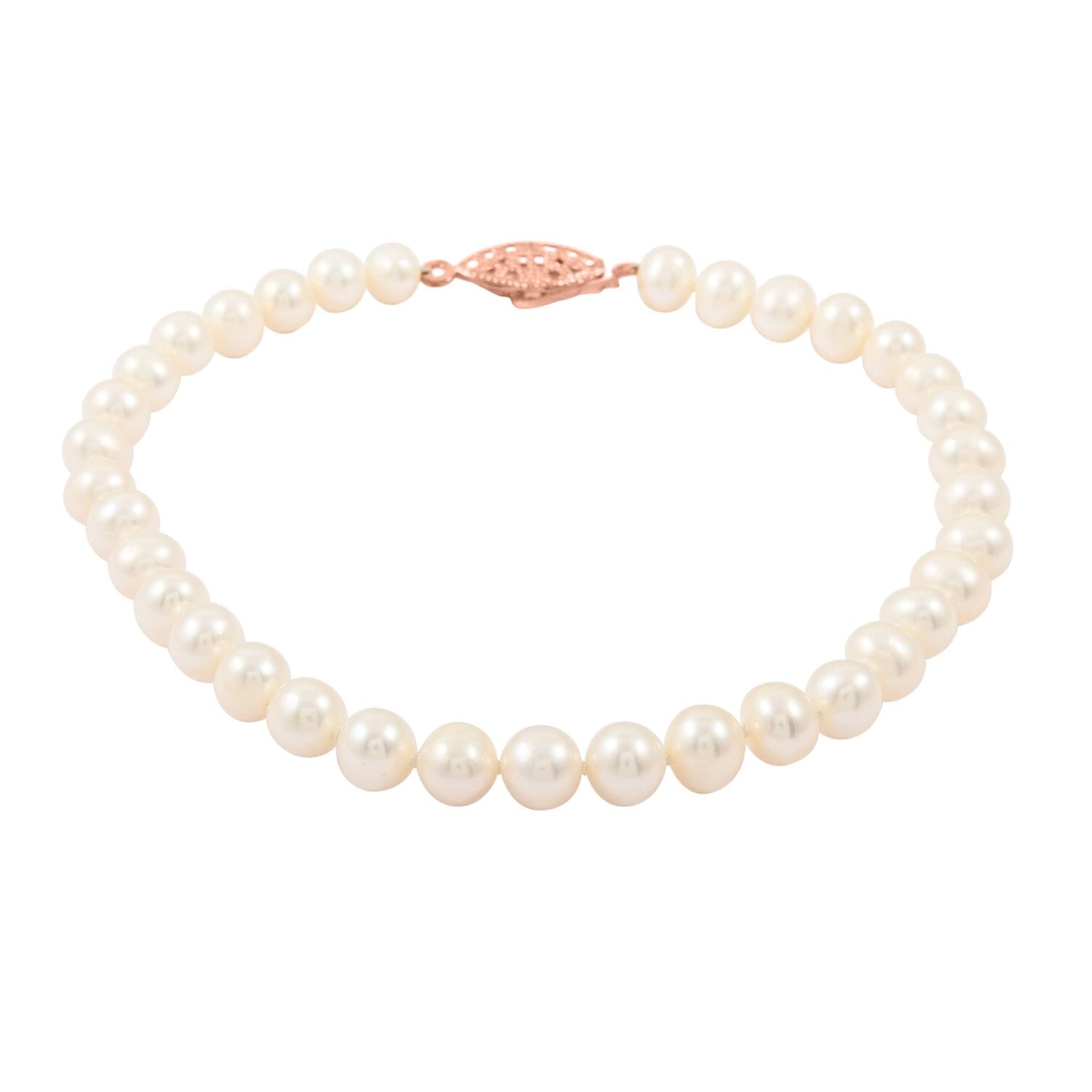Süßwasser Perle (4.5 mm) Armband ca. 18 cm Nickelfreies Messing rosévergoldet