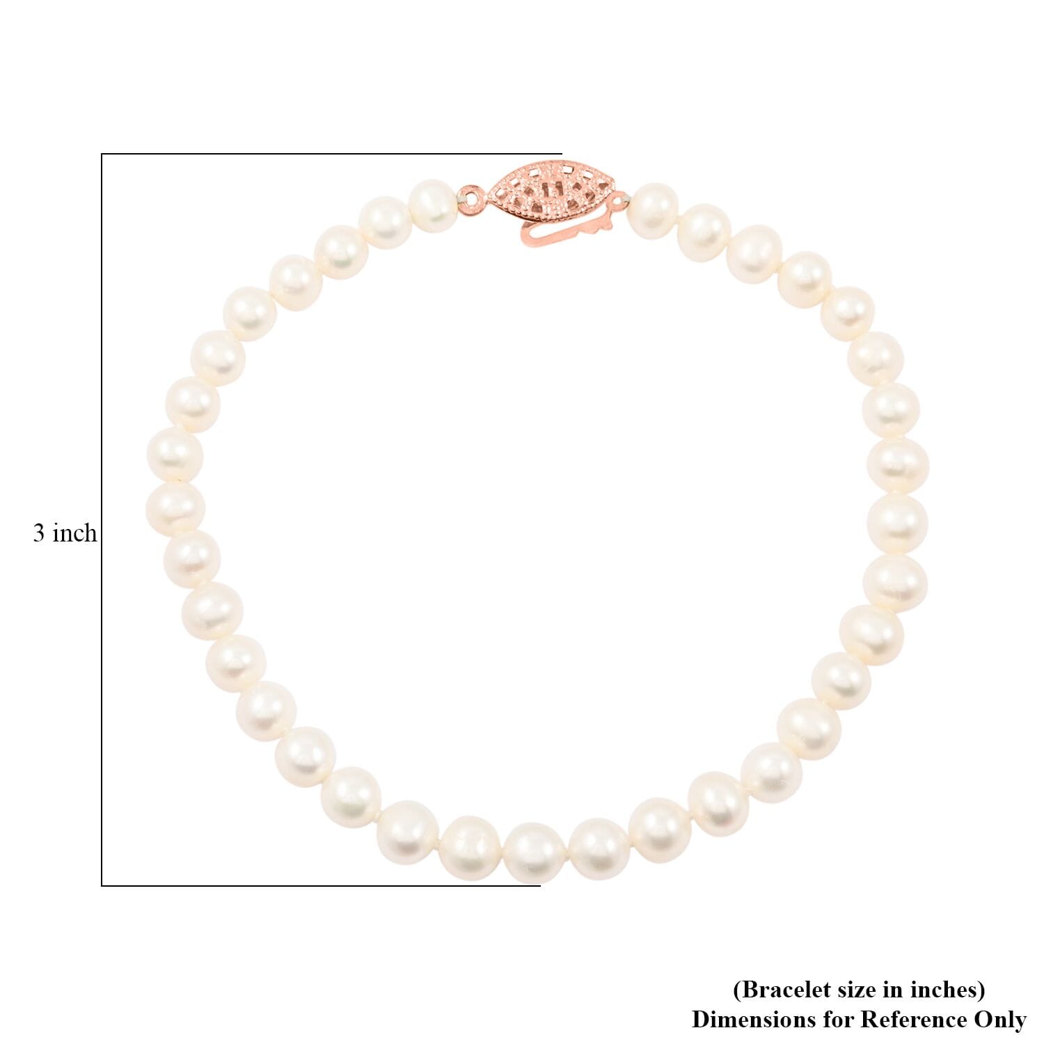 Süßwasser Perle (4,5mm) Armband, 18cm, Messing rosévergoldet
