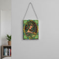 Handbemalter Glas-Sonnenfänger, Alphonse-Mucha-Design, 12×15cm, Mehrfarbig