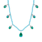 Pfau Quarz Triplette und Blauer Apatit Halskette ca. 45 cm 925 Silber rhodiniert ca. 52,66 ct.