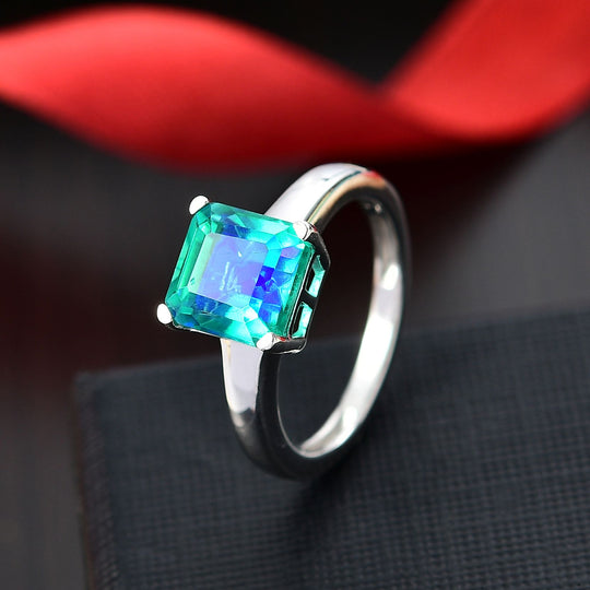 Pfau Quarz Triplette Ring 925 Silber rhodiniert (Größe 21.00) ca. 3,05 ct