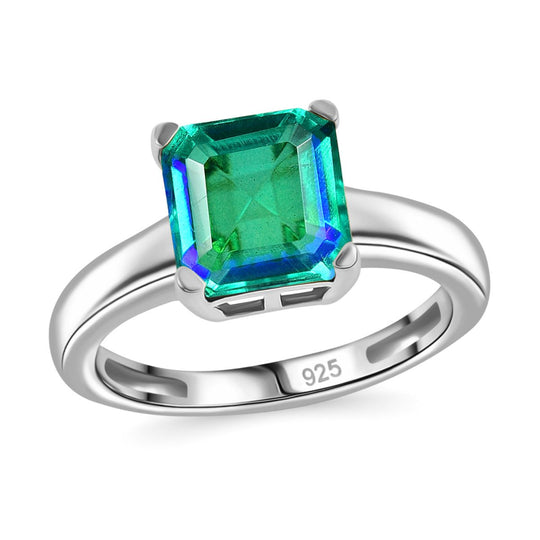 Pfau Quarz Triplette Ring 925 Silber rhodiniert (Größe 21.00) ca. 3,05 ct