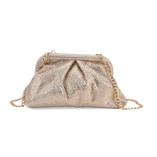 Designer Inspiriert- Schultertasche mit Kristallbesatz, Größe ca. 24x10x13 cm - Schwarz