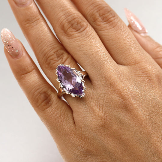 AA Rose De France Amethyst Ring, 925 Silber rhodiniert, (Größe 19.00) ca. 7.64 ct