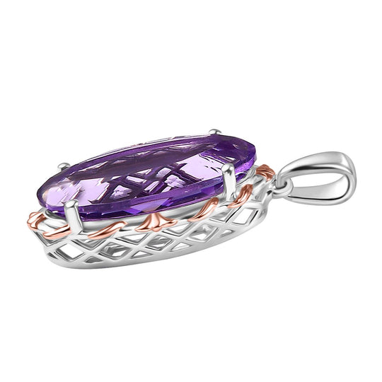 AA Rose De France Amethyst Anhänger, 925 Silber rhodiniert, ca. 7.40 ct