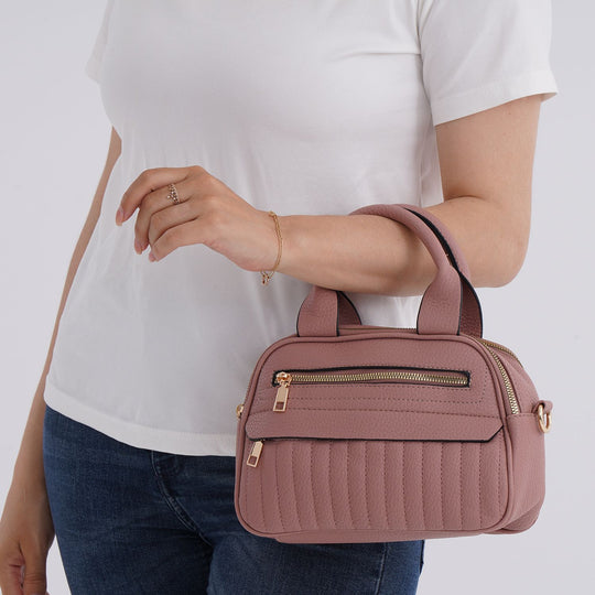 Crossbody-Tasche mit Mehrfachfächern, Kunstleder, 25 x 9 x 18 cm, Rosa