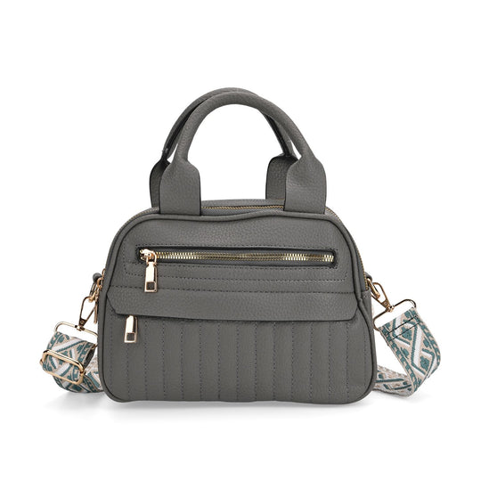 Crossbody-Tasche mit Mehrfachfächern, Kunstleder, 25 x 9 x 18 cm, Rosa