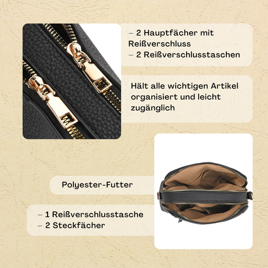 Crossbody-Tasche mit Mehrfachfächern, Kunstleder, 24 x 9,5 x 21 cm, Rot