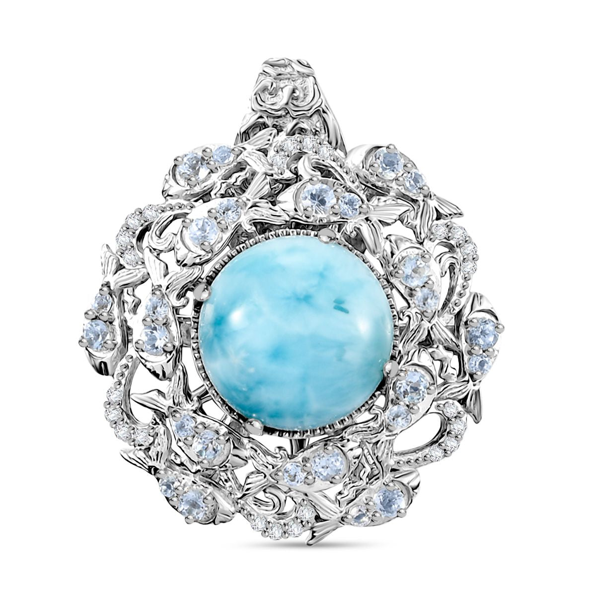 ShopLC EXKLUSIVE INNOVATION - Larimar, Himmelblauer Topas, Weißer Zirkon Anhänger, 925 Silber rhodiniert ca. 8.91 ct