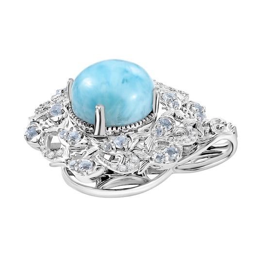 ShopLC EXKLUSIVE INNOVATION - Larimar, Himmelblauer Topas, Weißer Zirkon Anhänger, 925 Silber rhodiniert ca. 8.91 ct