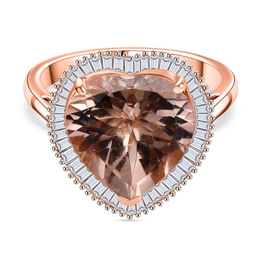 TUCSON FIND AAA Moroppino Morganit, Weißer Diamant Ring 585 Gold (Größe 18.00), ca. 5.04 ct
