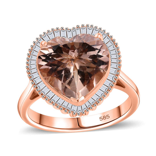 TUCSON FIND AAA Moroppino Morganit, Weißer Diamant Ring 585 Gold (Größe 18.00), ca. 5.04 ct