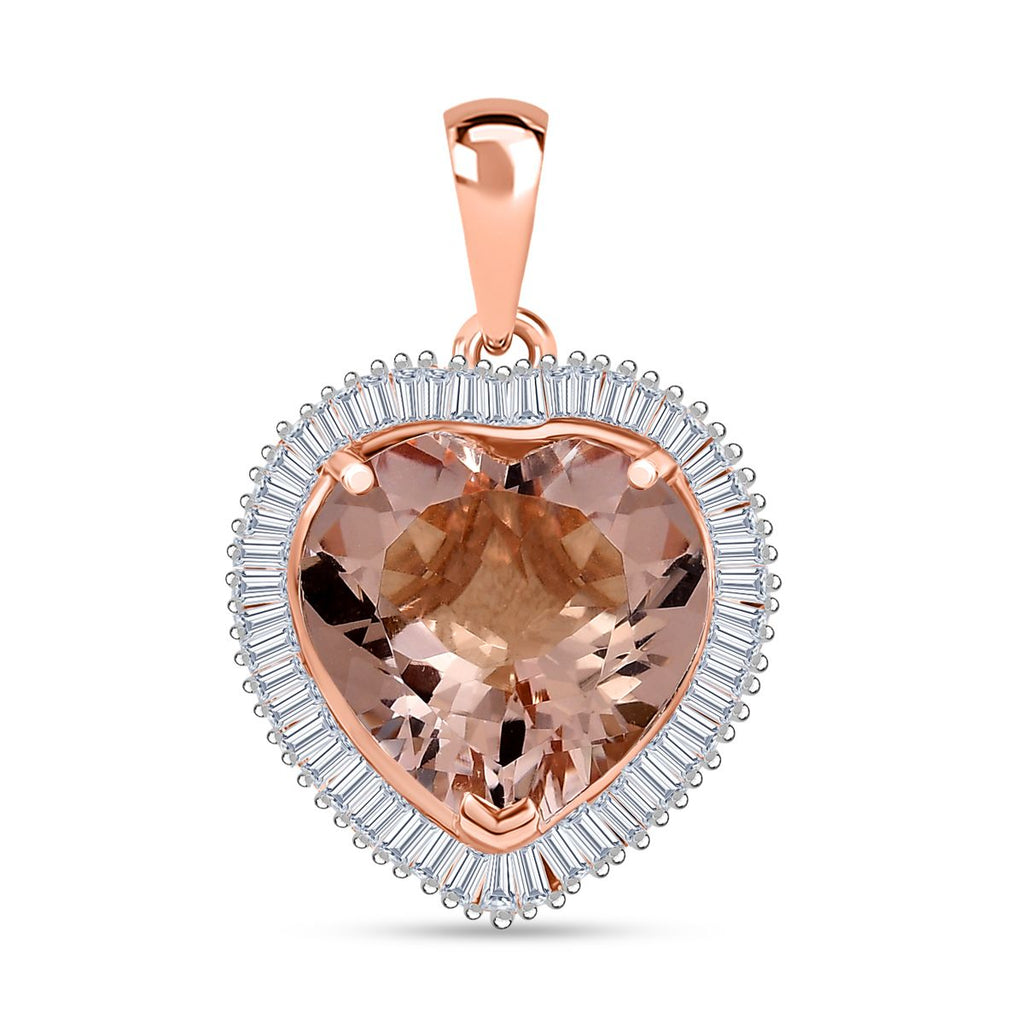 TUCSON FIND AAA Moroppino Morganit, Weißer Diamant Anhänger 585 Gold ca. 5.04 ct