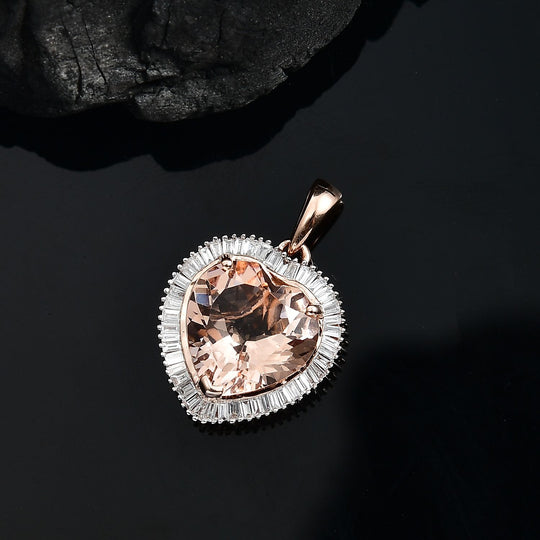 TUCSON FIND AAA Moroppino Morganit, Weißer Diamant Anhänger 585 Gold ca. 5.04 ct