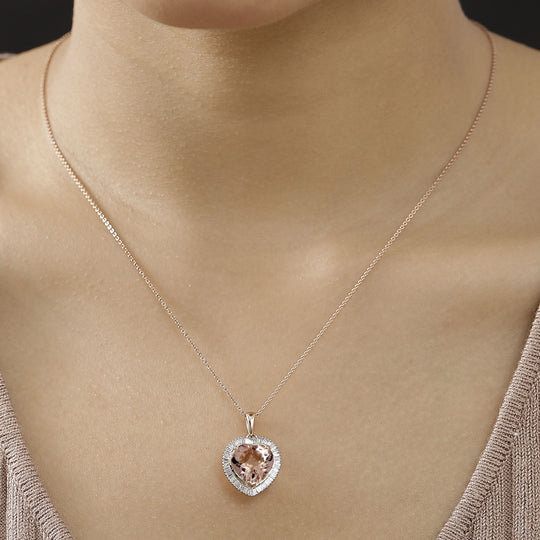 TUCSON FIND AAA Moroppino Morganit, Weißer Diamant Anhänger 585 Gold ca. 5.04 ct