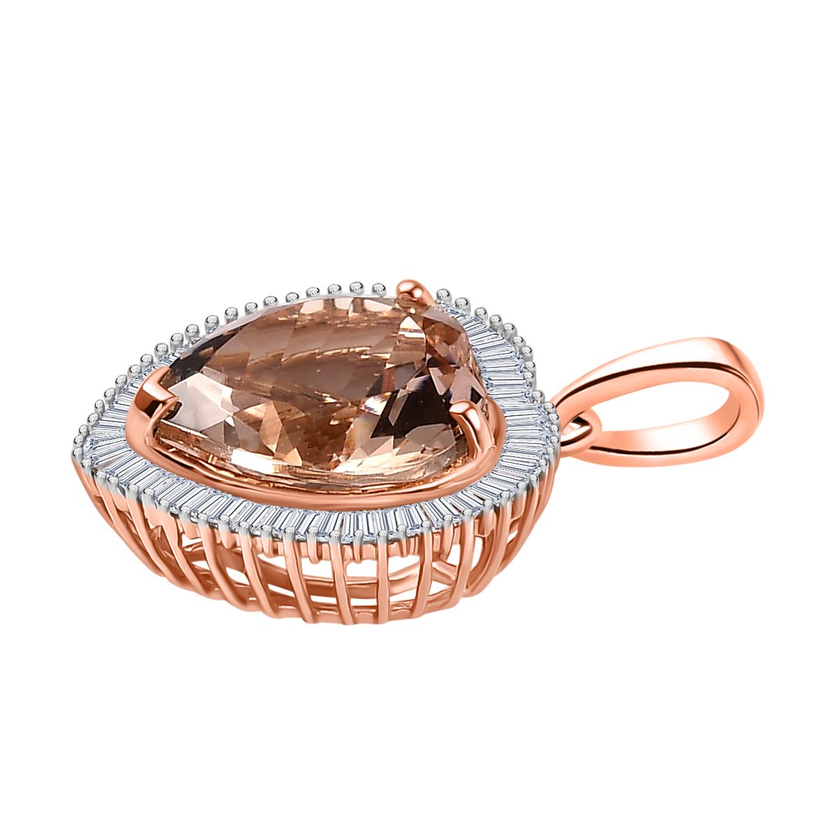 TUCSON FIND AAA Moroppino Morganit, Weißer Diamant Anhänger 585 Gold ca. 5.04 ct