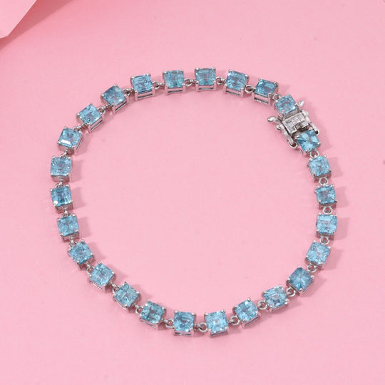 AAA Blaues Zirkon Armband, ca. 18 cm 925 Silber rhodiniert ca. 18.80 ct