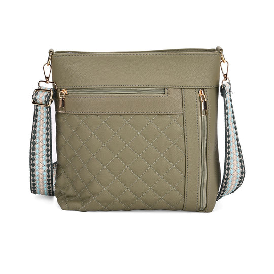Crossbody-Tasche mit Steppmuster, Kunstleder, 21 x 13 x 7,5 cm, Schwarz