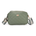 Crossbody-Tasche in Stepp-Optik mit abnehmbarem ethnischem Gurt, 21x13x7,5cm, Grün