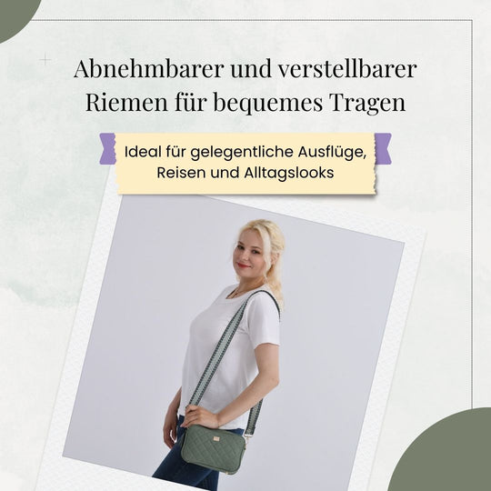 Crossbody-Tasche mit Steppmuster und gemustertem Schultergurt, Kunstleder, 21 x 13 x 7.5 cm, Pink