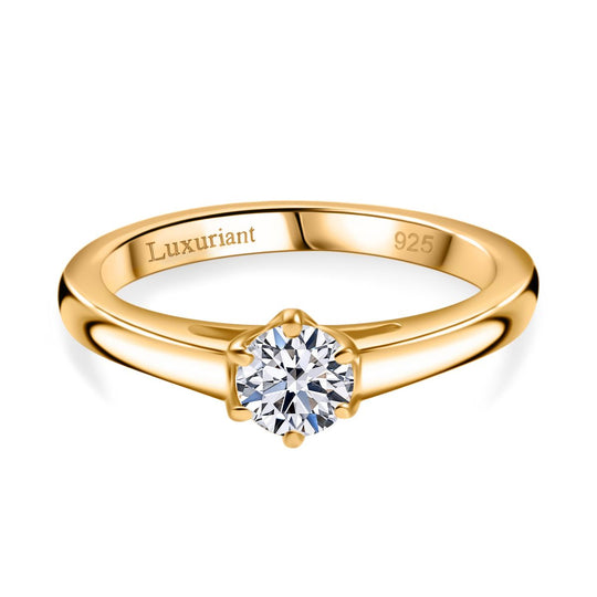 LUXURIANT DIAMOND - Lab Grown Diamant VS-EF SGL zertifiziert Ring 925 Silber 750 Gelbgold Vermeil (Größe 17.00) ca. 0.50 ct
