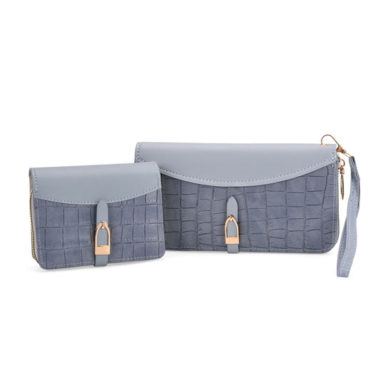 2-teiliges Geldbörsen-Set im Krokoprägungs-Design, Lange Geldbörse 20x10x3 cm und Bifold-Geldbörse 12x9x3,5 cm, Rot