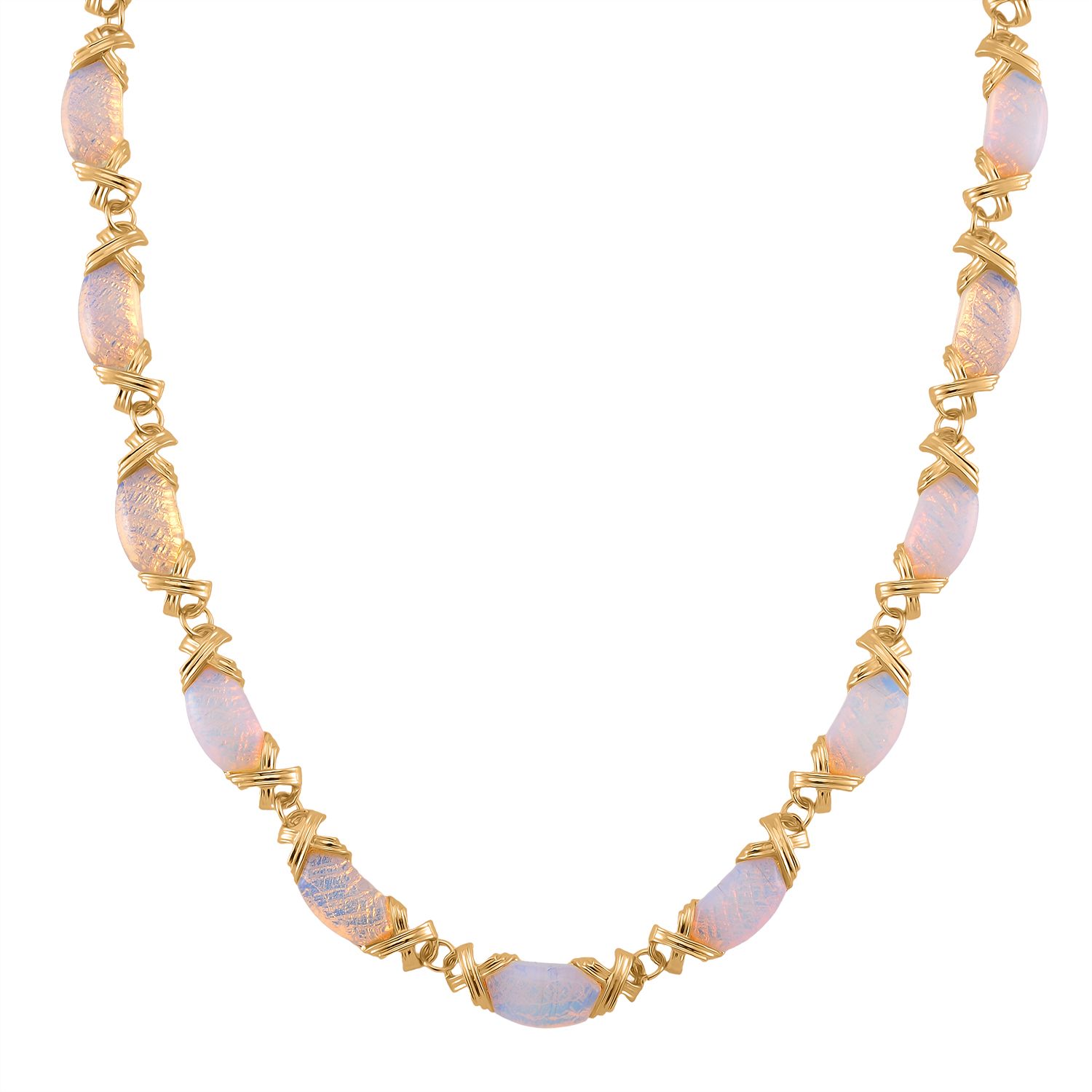 Opalit Halskette, ca. 45 cm + 5 cm Extender, gelb vergoldet ca. 250.00 ct