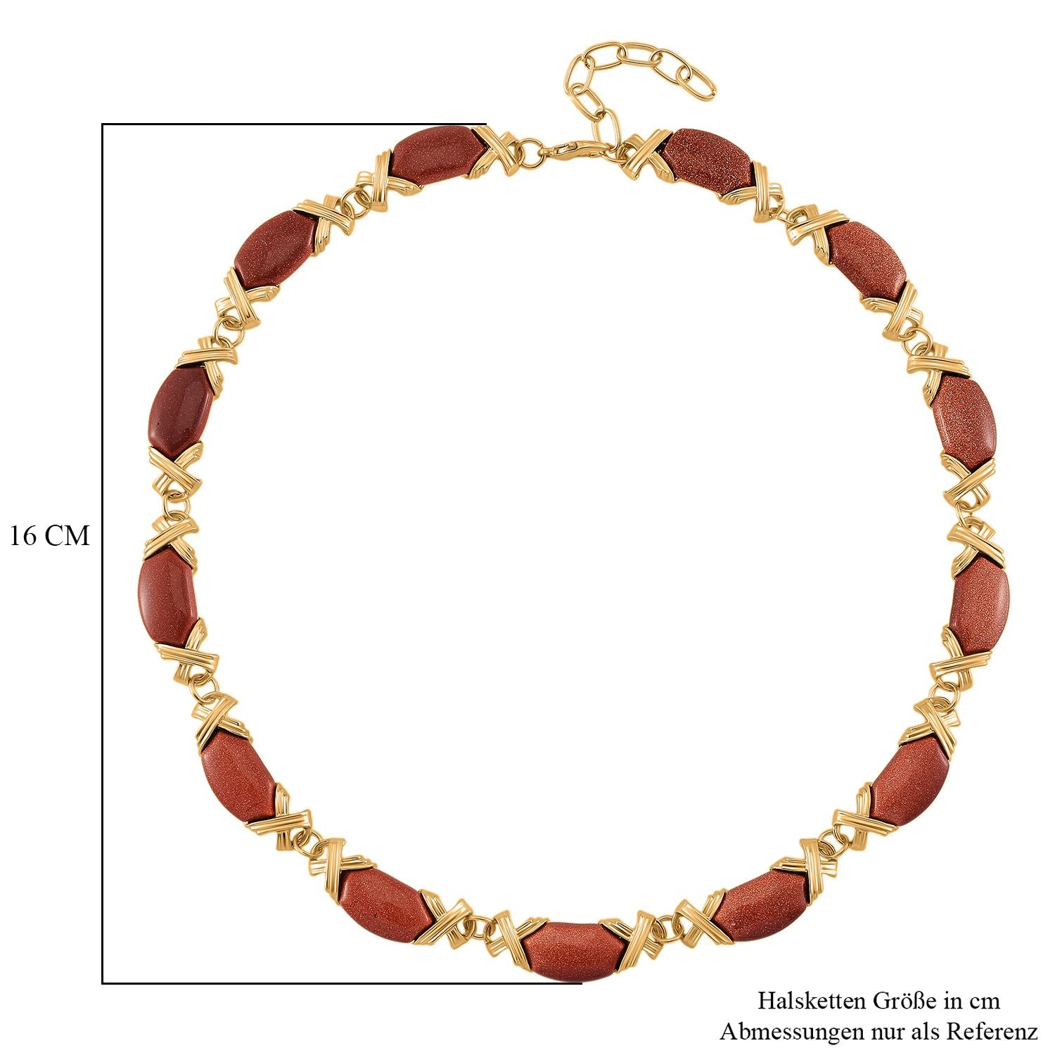 Sonnenstein Halskette, ca. 45 cm + 5 cm Extender, gelb vergoldet ca. 250.00 ct